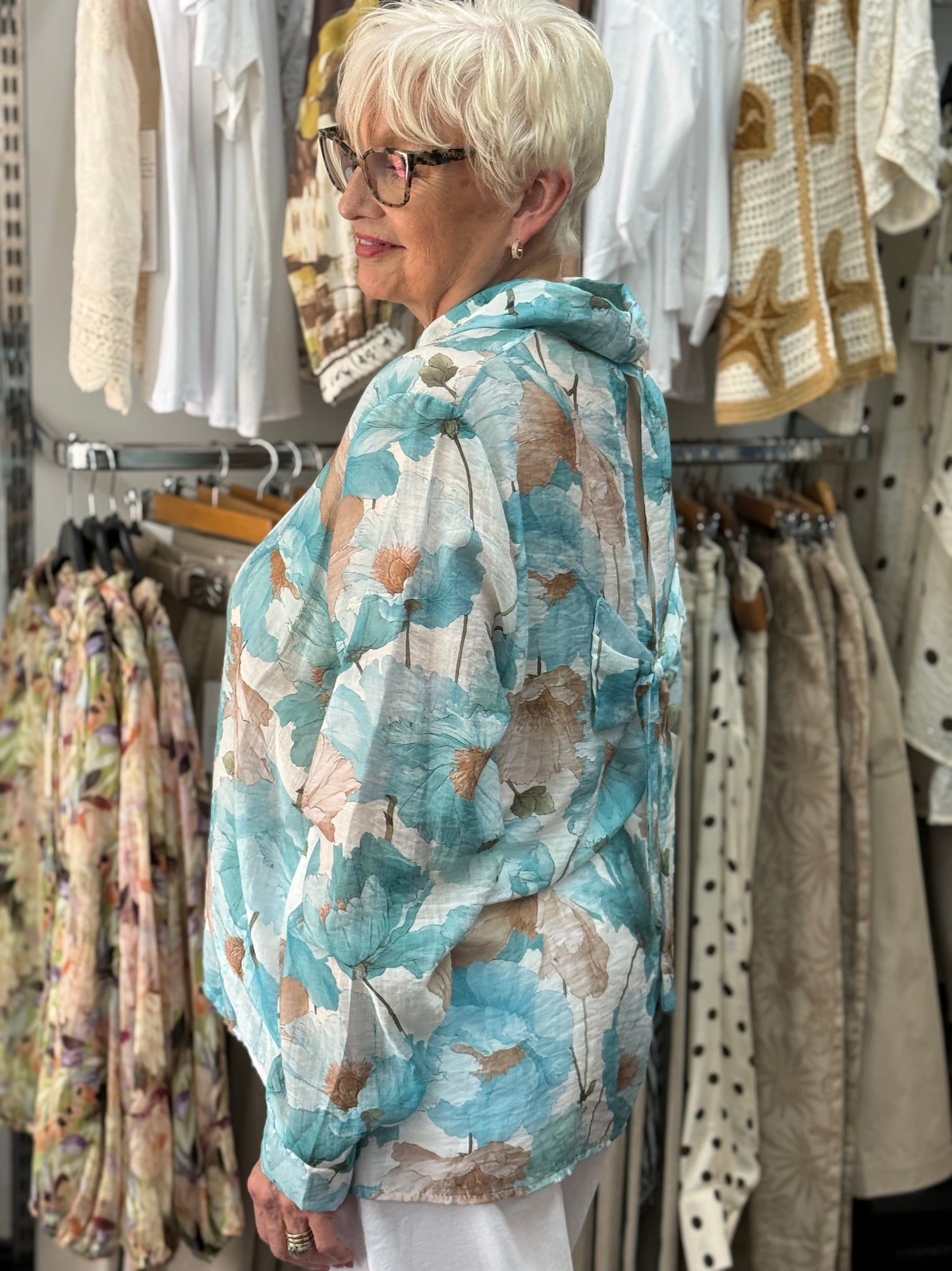 PAIGE- FLORAL BOW BACK BLOUSE