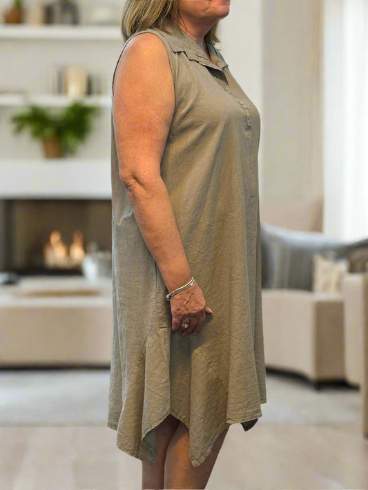 SARA- COTTON LINEN PK SHIRT DRESS