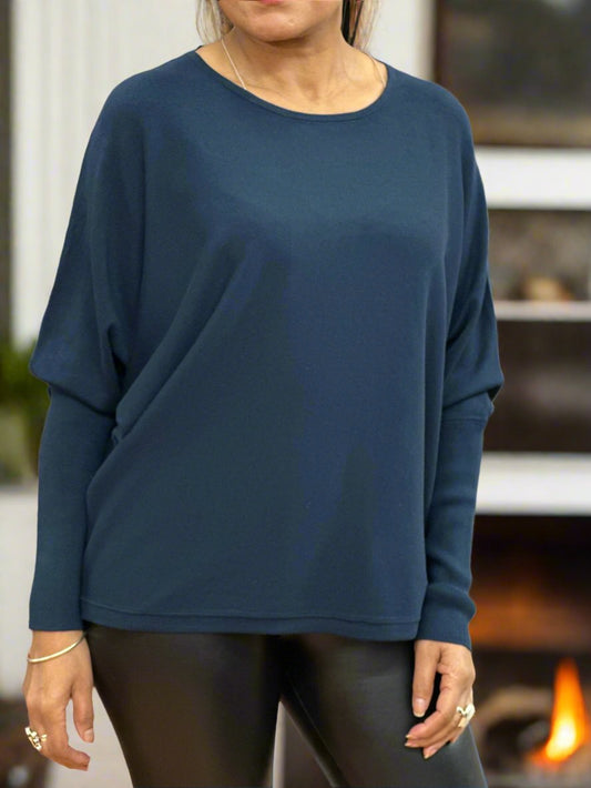 BYOUNG-MORLA BATWING KNIT -NAVY/TEAL-