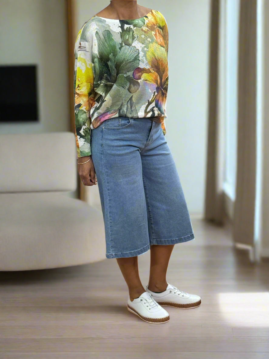 MITSY-L DENIM CULOT SHORTS