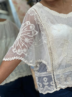 Load image into Gallery viewer, LINEN MESH BUTTERFLY TOP-
