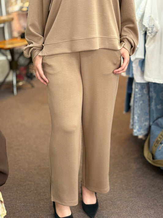AURORA-ANKLE LENGTH PANT CO-ORD-TAUPE