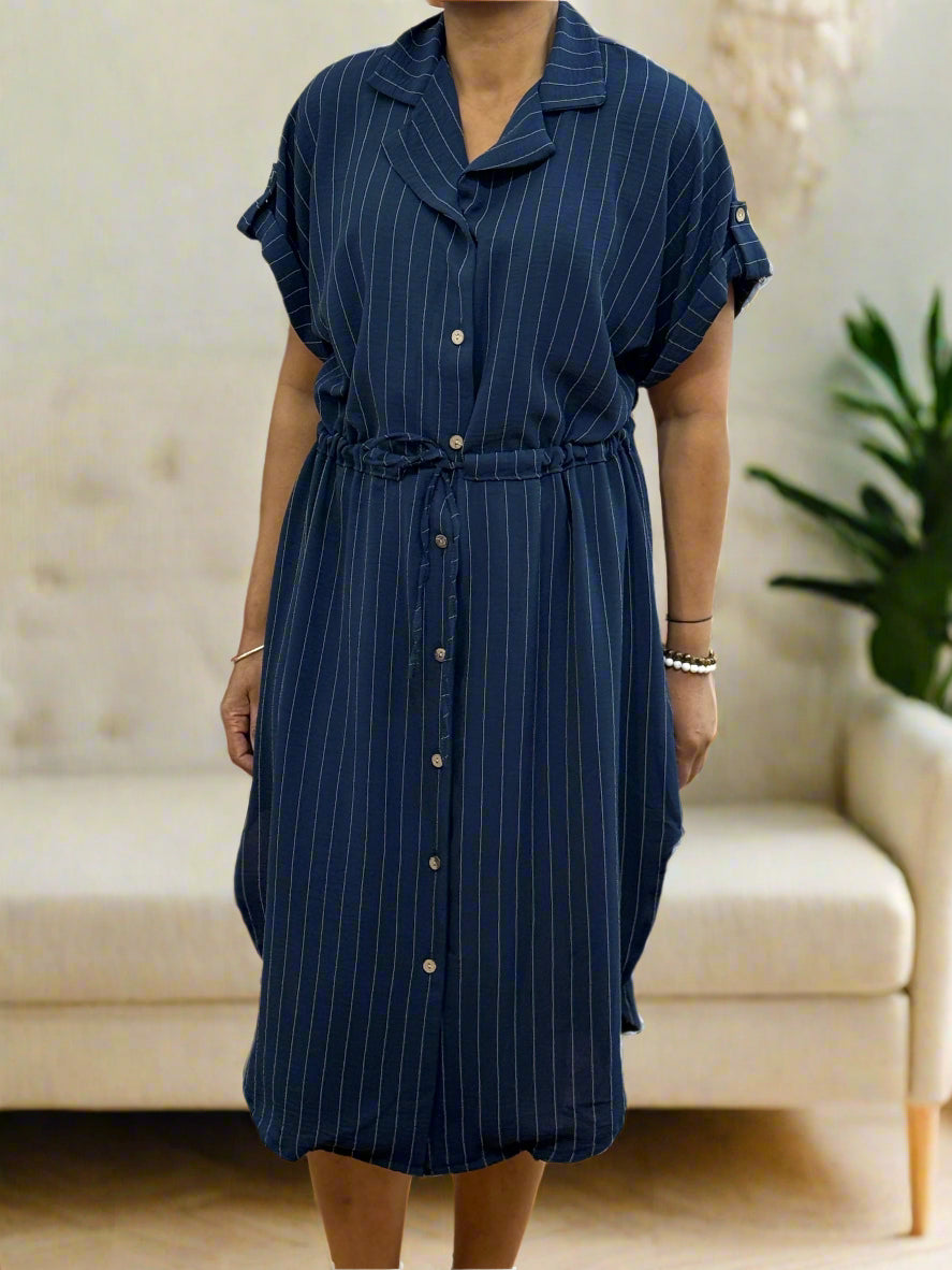 ST IVES- HAZEL PINSTRIPE SHIRT DRESS