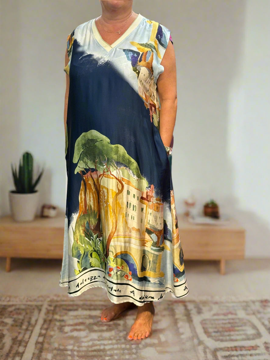 SEVILLE- MAE SATIN TEE MAXI DRESS