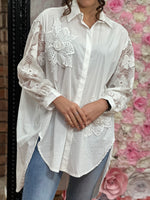 Load image into Gallery viewer, LACE SLEEVE SHIRT -WHITE
