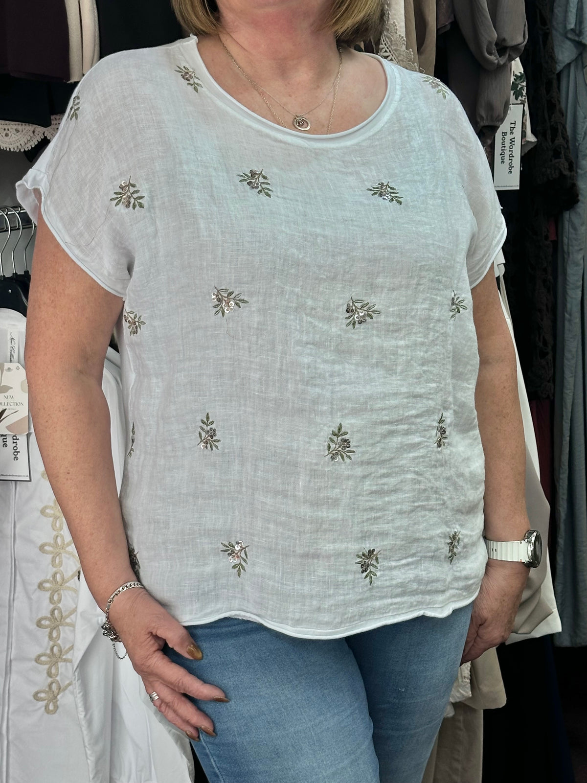 CARMEL-EMB DETAIL COTTON TOP