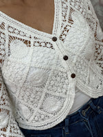 Load image into Gallery viewer, COTTON  CROCHET CARDI-CROPPED
