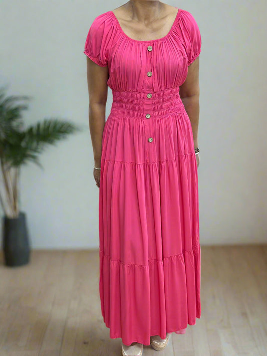 KARINA- BARDOT PLAIN MAXI DRESS -