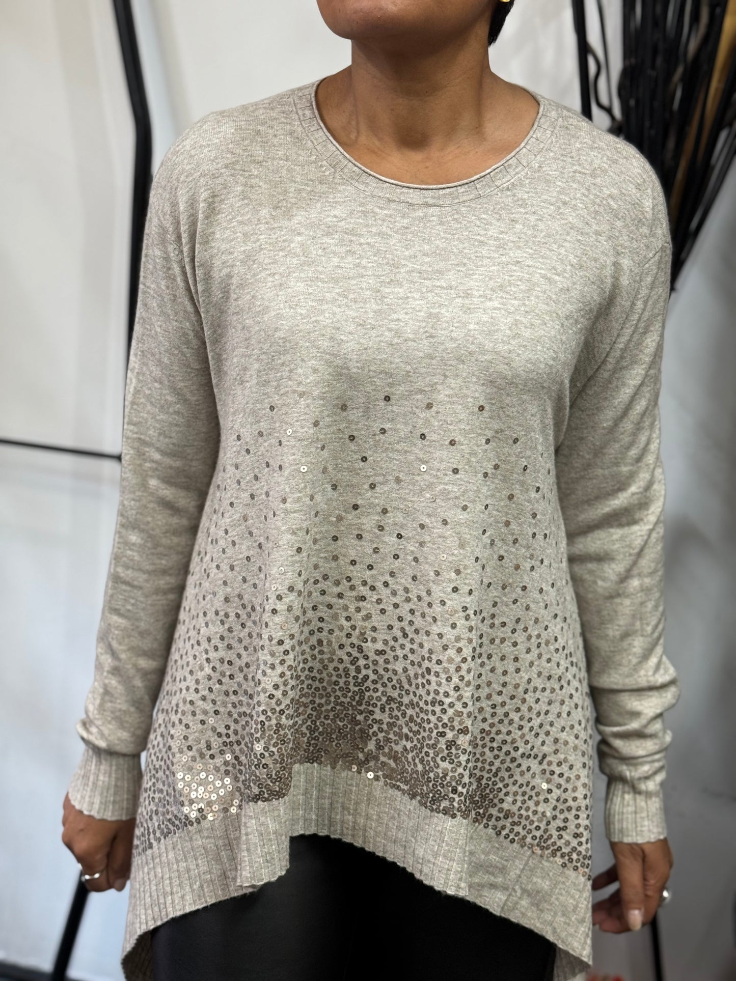 RIVER- TAPERED HEM SEQUIN FINE KNT JUMPER -🖤BLACKFRIDAYWKEND-AUTO 10%OFF@CHECKOUT