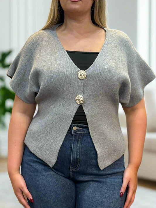 VIVA- GOLD BUTTON KNIT TOP