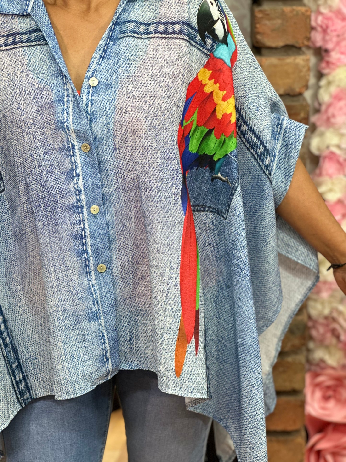 THE TROPICALS DENIM EFFECT SHIRT - SALE♥️ now 50%OFF  - LAST ONE LEFT