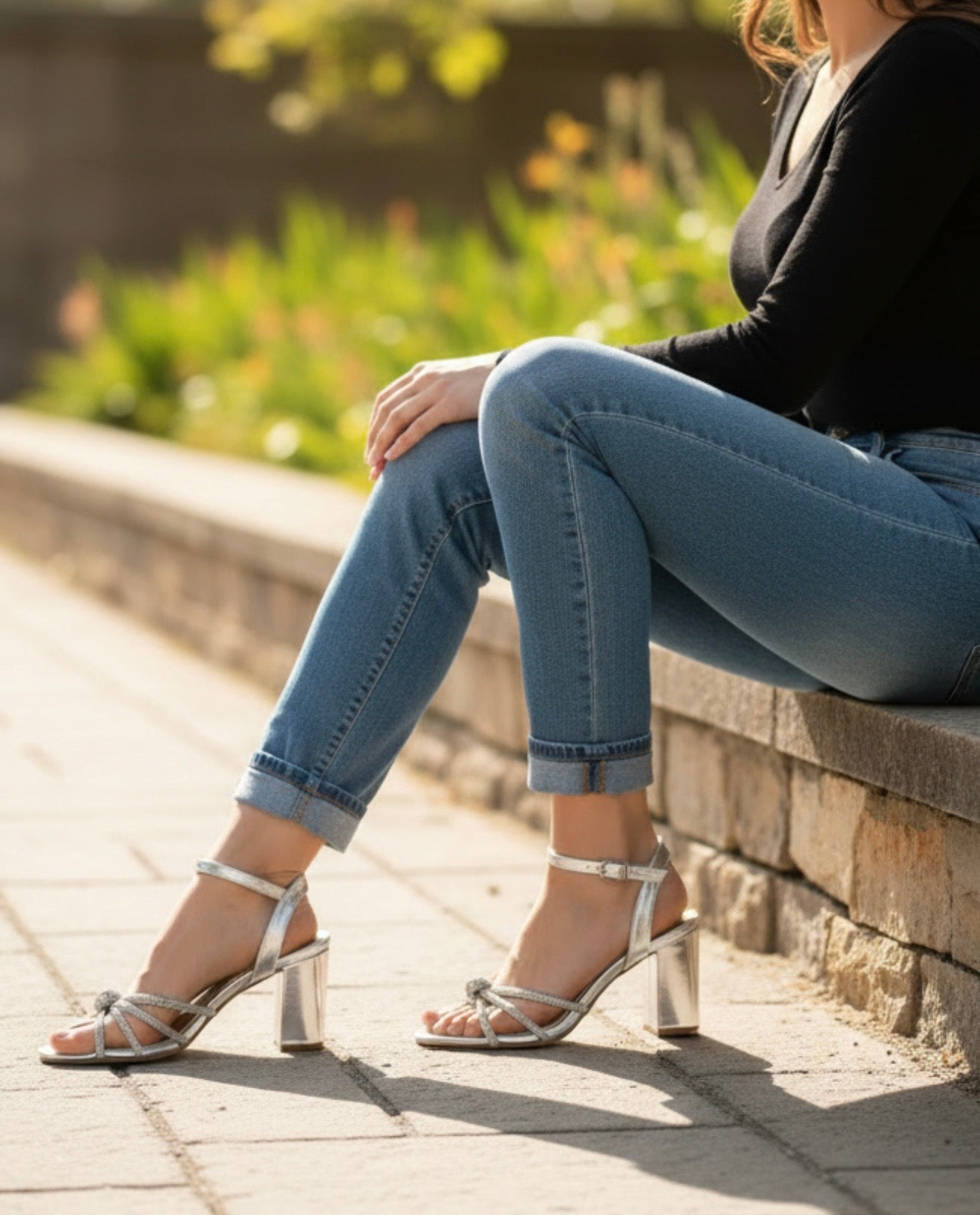 ALICE SPARKLE KNOT HEEL- SILVER