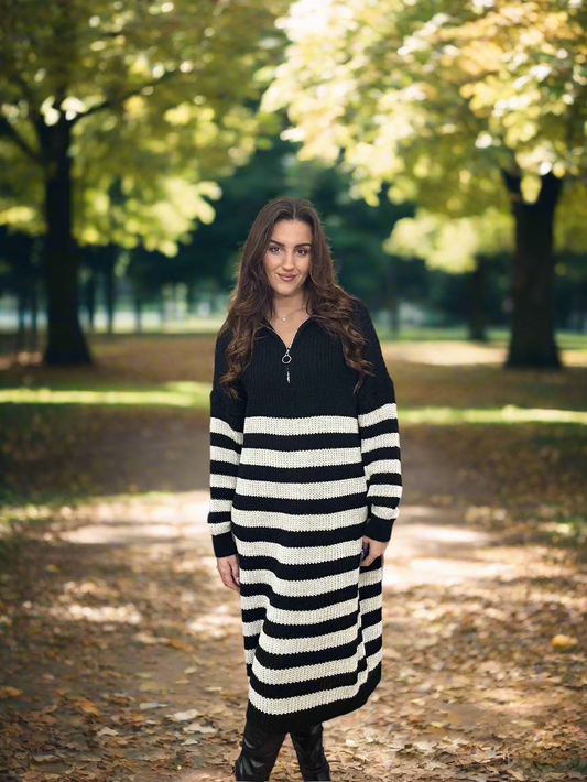 NOVA -BLACK/WHITE STRIPE JUMPER DRESS