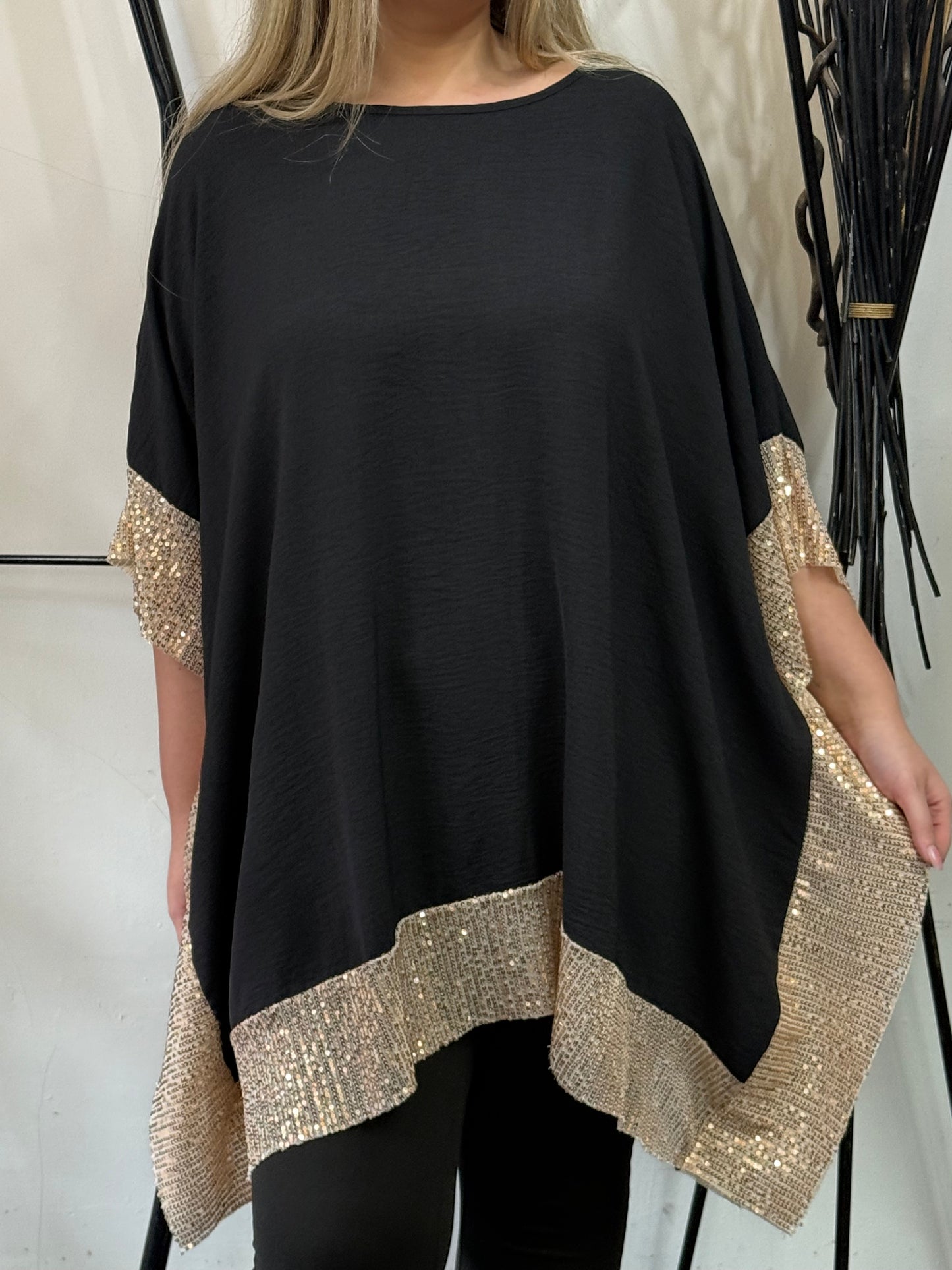 CURVY COLLECTION- BATWING SEQUIN TRIM