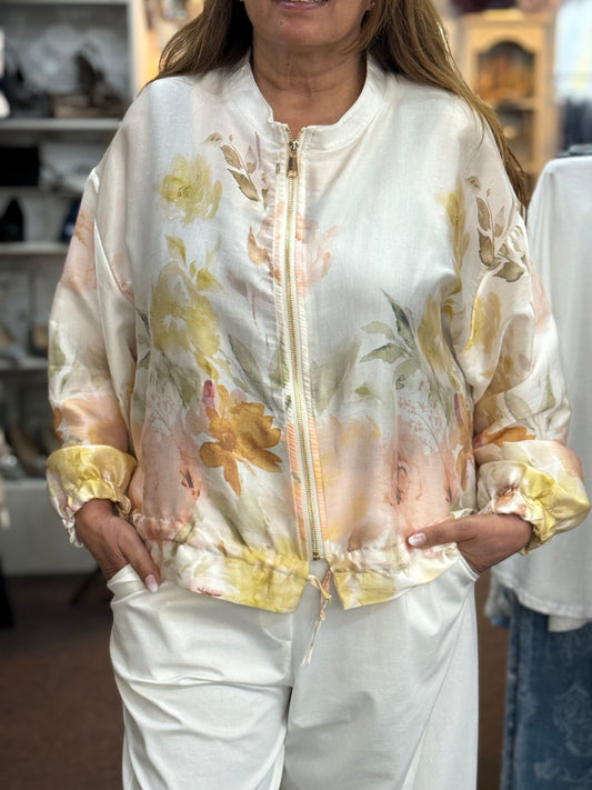 BARI- O/S IVEY SILKY FLORAL BLOUSON JKT -Fits 14-20 #ENDLESS-SUMMER