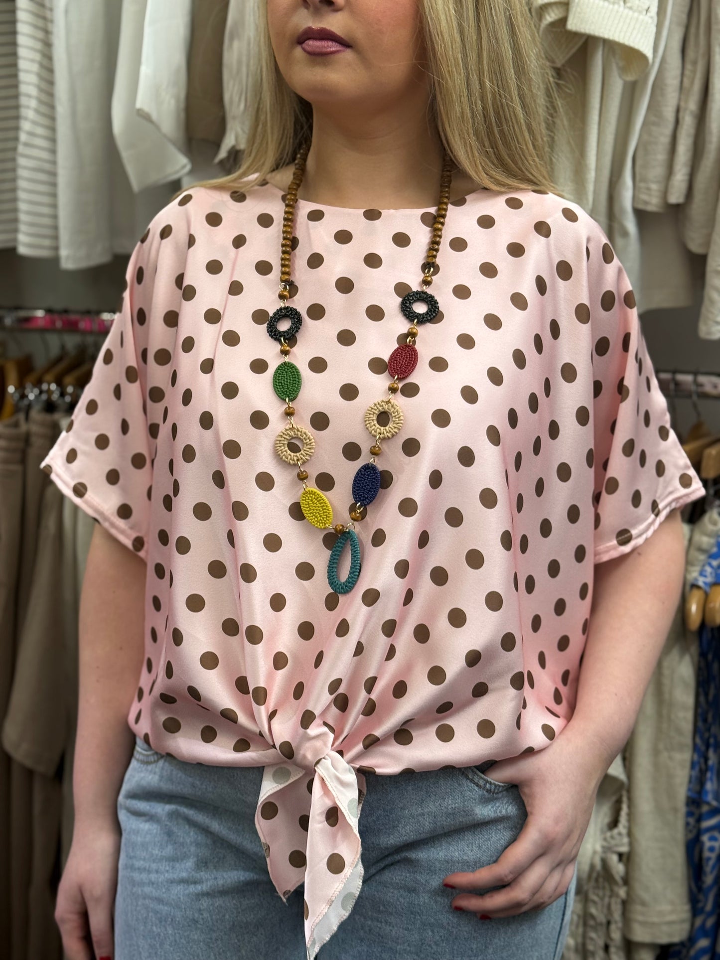 BRYONY- POLKA DOT TIE TOP