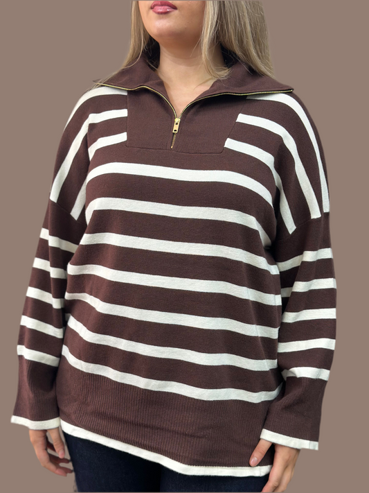 ADDIE O/S RUGBY ZIP KNIT JUMPER