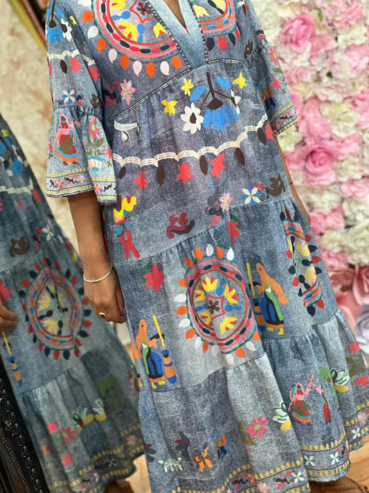 AZTEC MIDAXI SMOCK DRESS