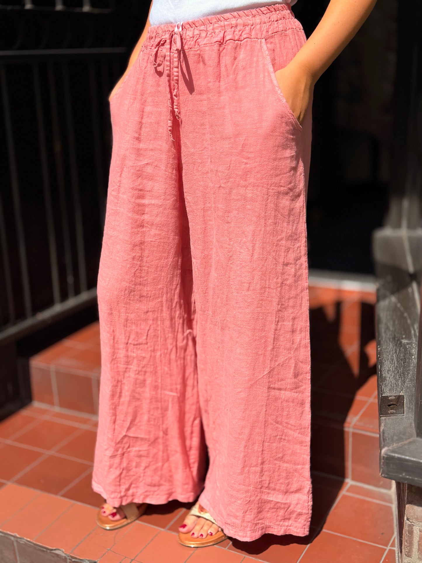 HENLEY-MARA PLAIN W/LEG LINEN TRS
