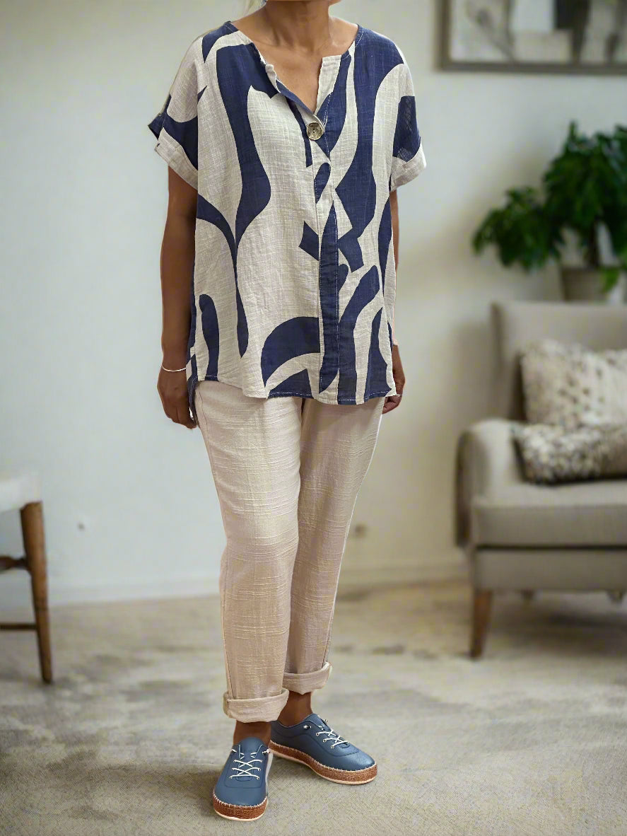 CARLTON - SLUB LINEN LOOK SLIM TROUSER