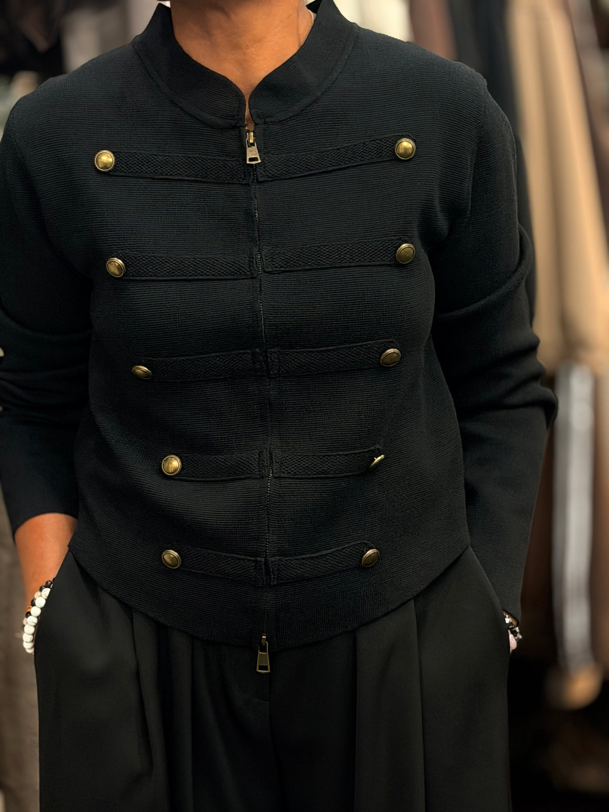 AIDEN-KNITTED MILITARY ZIP UP JACKET