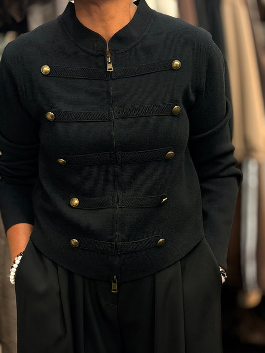 AIDEN-KNITTED MILITARY ZIP UP JACKET