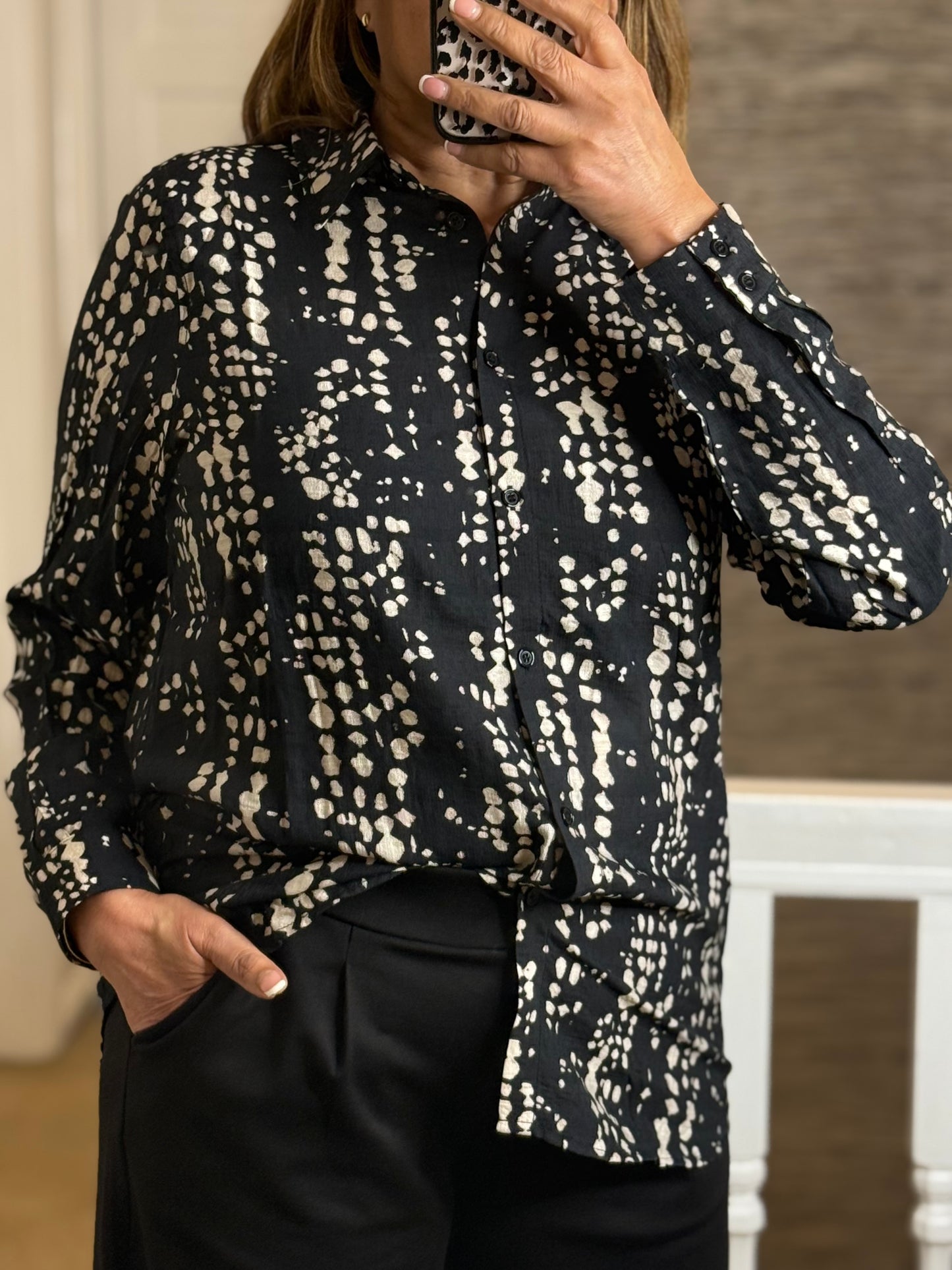 FRANSA-ARIANA DOT SPODGE SHIRT-#NOVEMBER BF20%