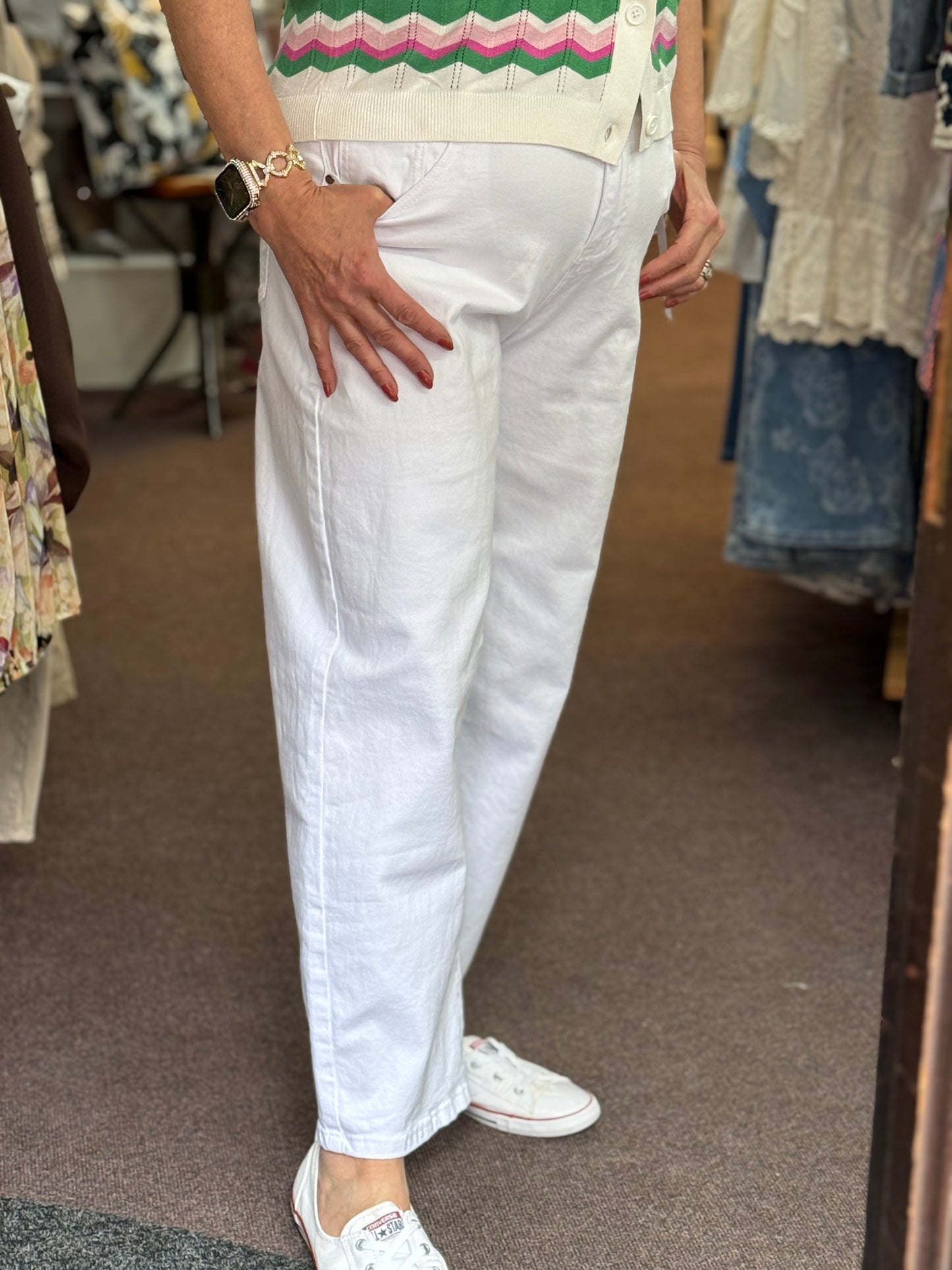 EDIE-GSMACK RELAX FIT ANKLE JEAN-WHITE