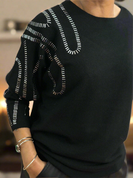 ESTEL -SILVER SHOULDER DESIGN JUMPER -#YearEndSale