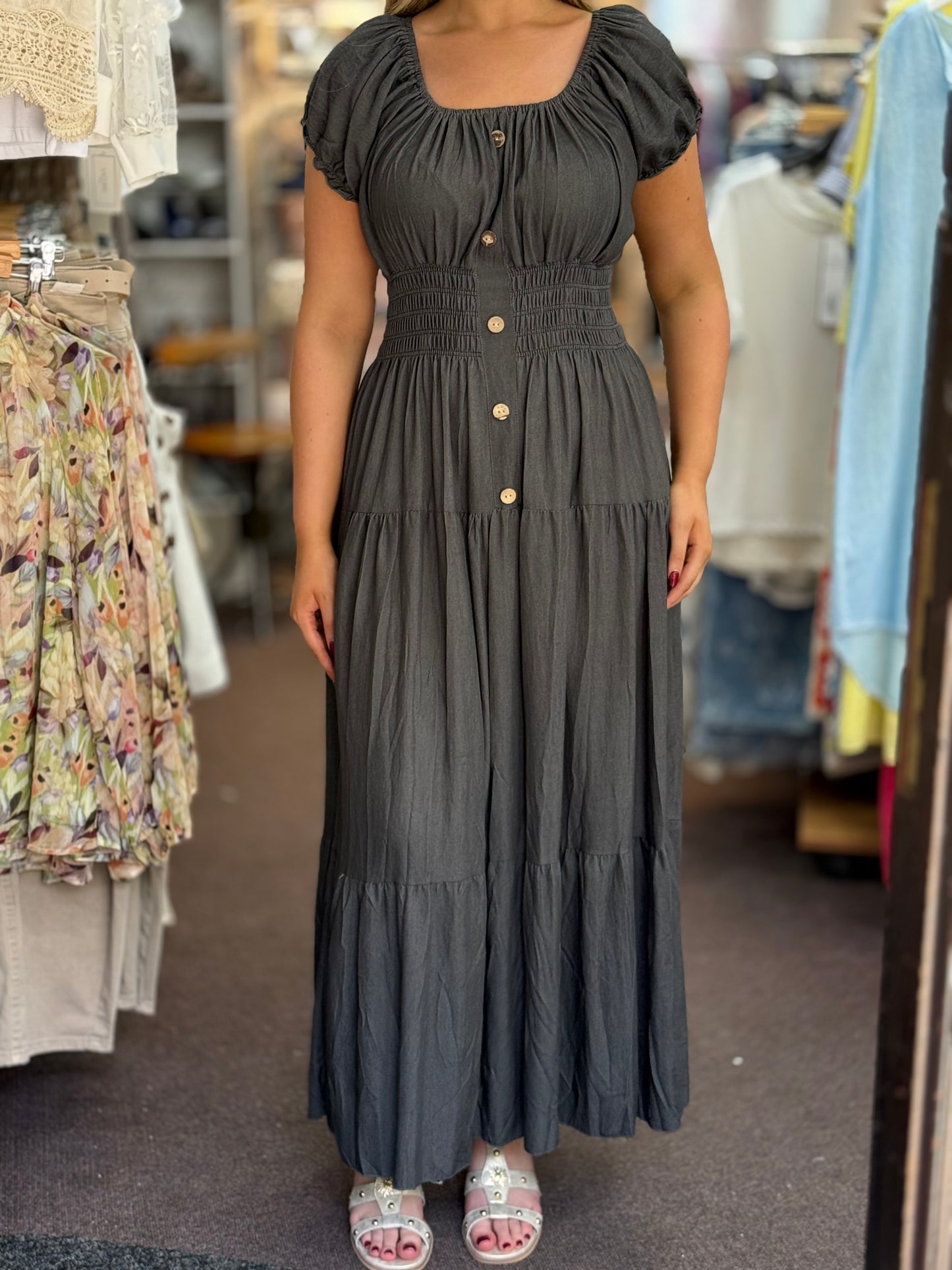 KARINA- BARDOT PLAIN MAXI DRESS
