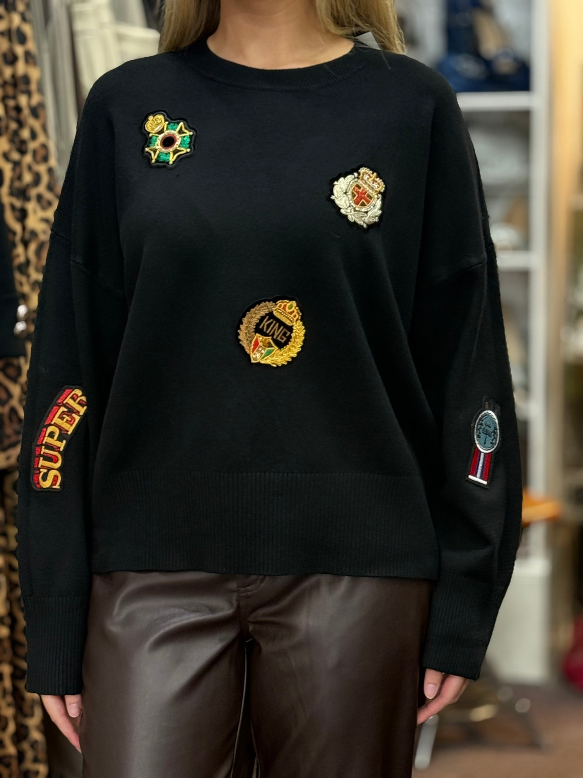 REUBEN-PATCHWORK FINE KNIT JUMPER
