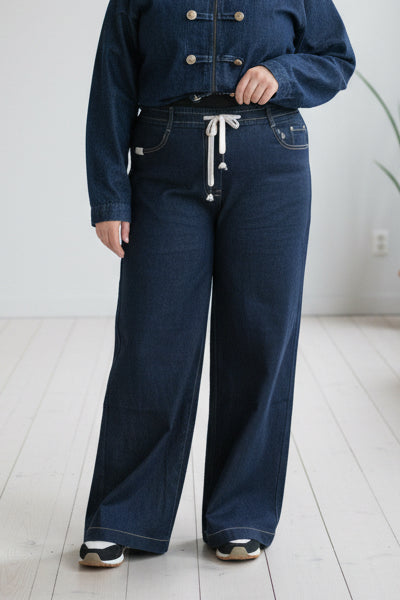 KELLY-GSMACK PULL UP W/LEG JEAN D/DENIM