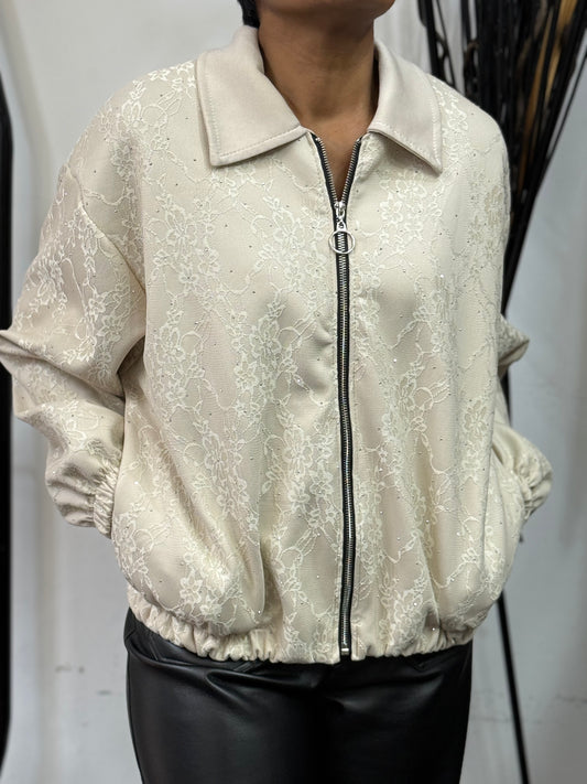 ELLIE- SPARKLE LACE BOMBER JACKET 🖤BLACKFRIDAYWKEND-££OFF