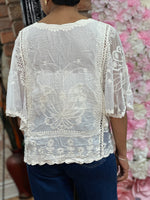 Load image into Gallery viewer, LINEN MESH BUTTERFLY TOP-
