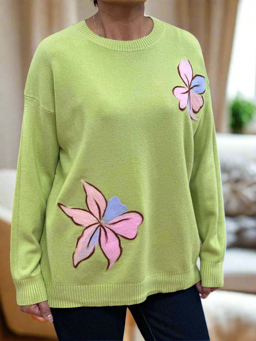 JONI -HAND EMB FLOWER JUMPER