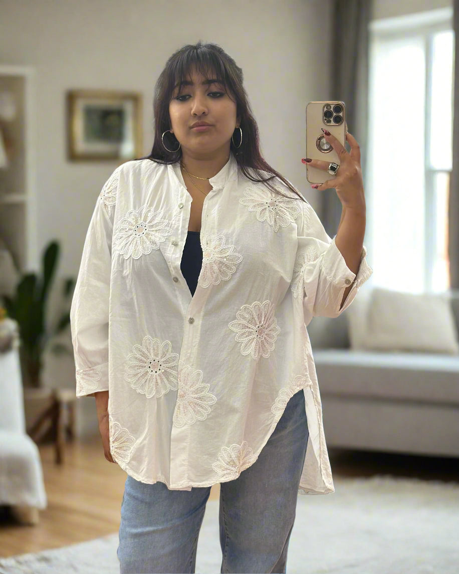LIANA-SEQUIN EMB DETAIL SHIRT