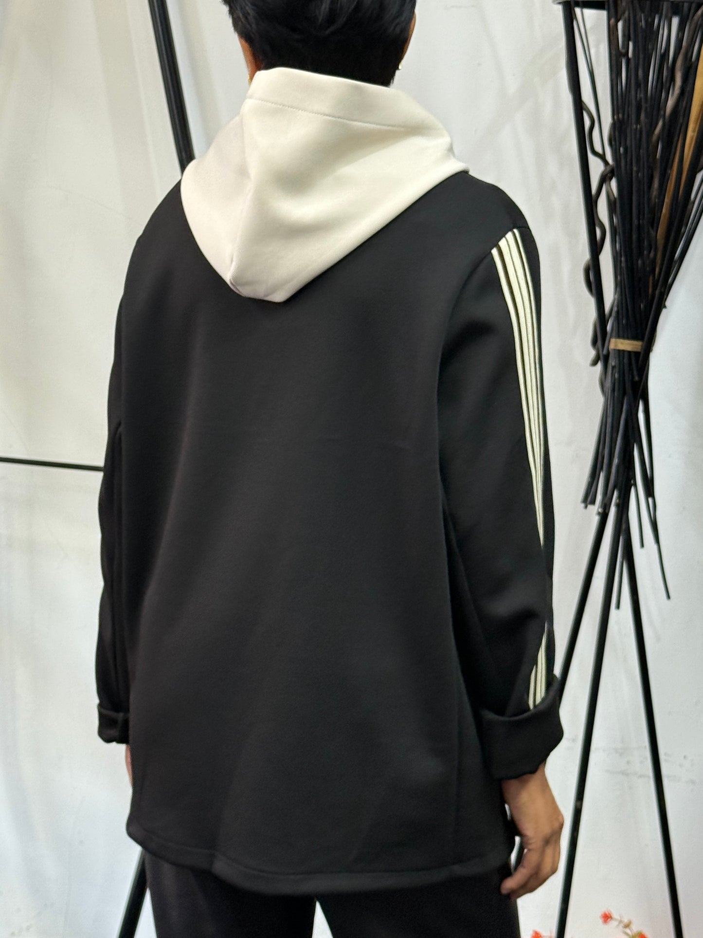 TERRI- JERSEY TRIM DETAIL HOODY BLAZER - NOVEMBER BF 20% off-AUTO XTRA 10% OFF@ CHECKOUT