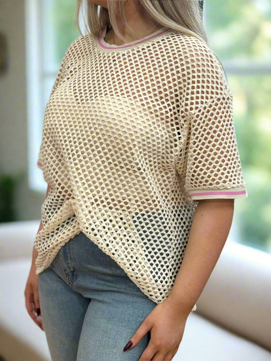 KENZO- CROCHET MESH TEE TOP