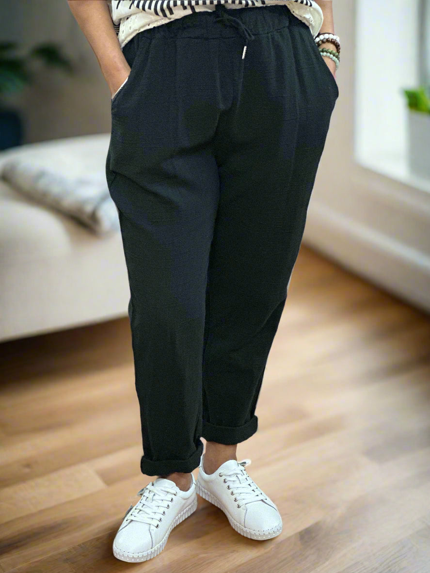 CARLTON - SLUB LINEN LOOK SLIM TROUSER