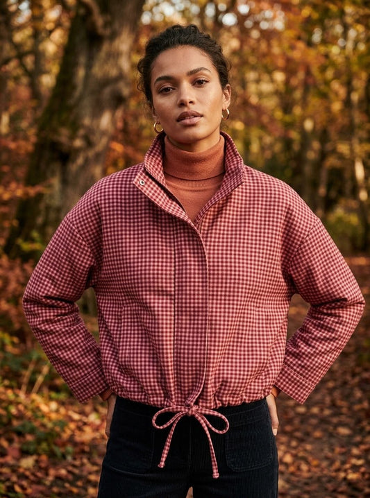 ADAIR- ZIP UP CHECK BOMBER JACKET