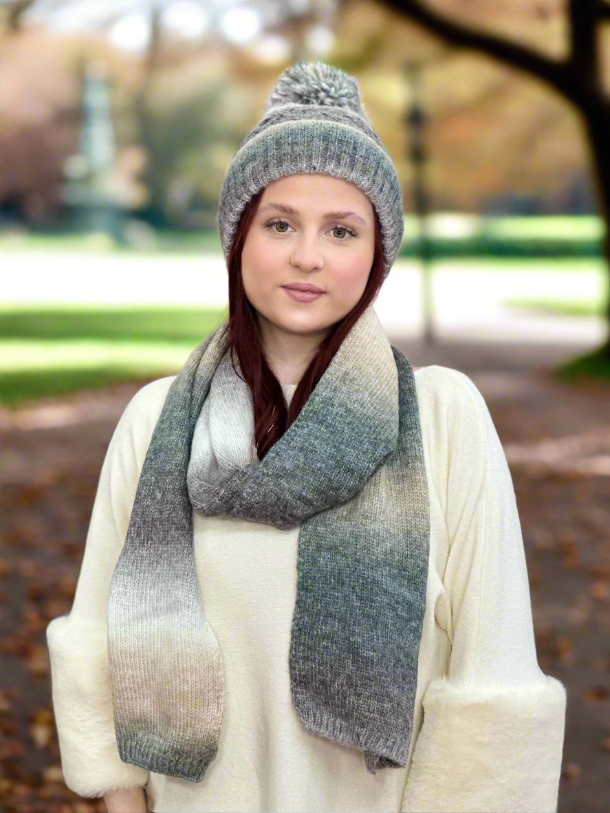 IMOGEN -CABLE BOBBLE HAT&SCARF SET