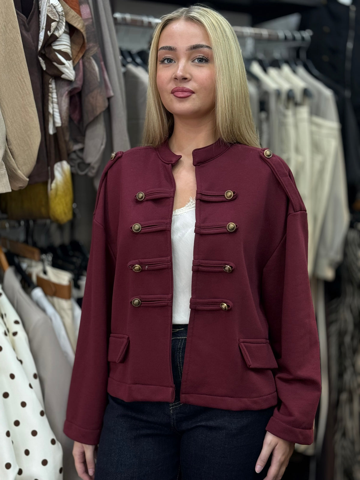 CLARA-JERSEY MILITARY JACKET