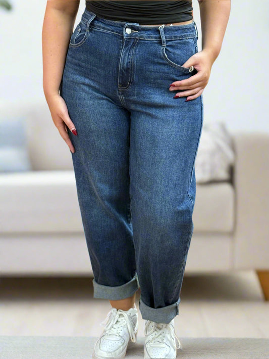 LARA- GSMACK BARREL JEAN-DENIM