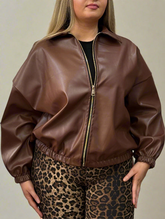 IZZY- PU BOMBER JACKET