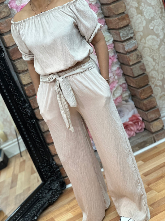 LEXY BARDOT TROUSER SET- BEIGE