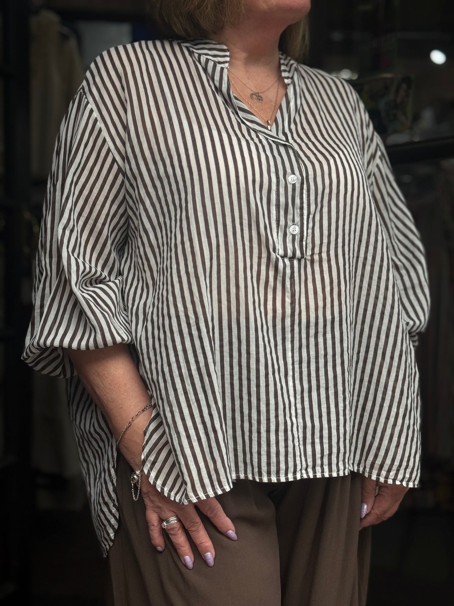 ADAIR-PINSTRIPE TUNIC TOP- PLUS Fits 14-20 #BankHoliday20%OFF