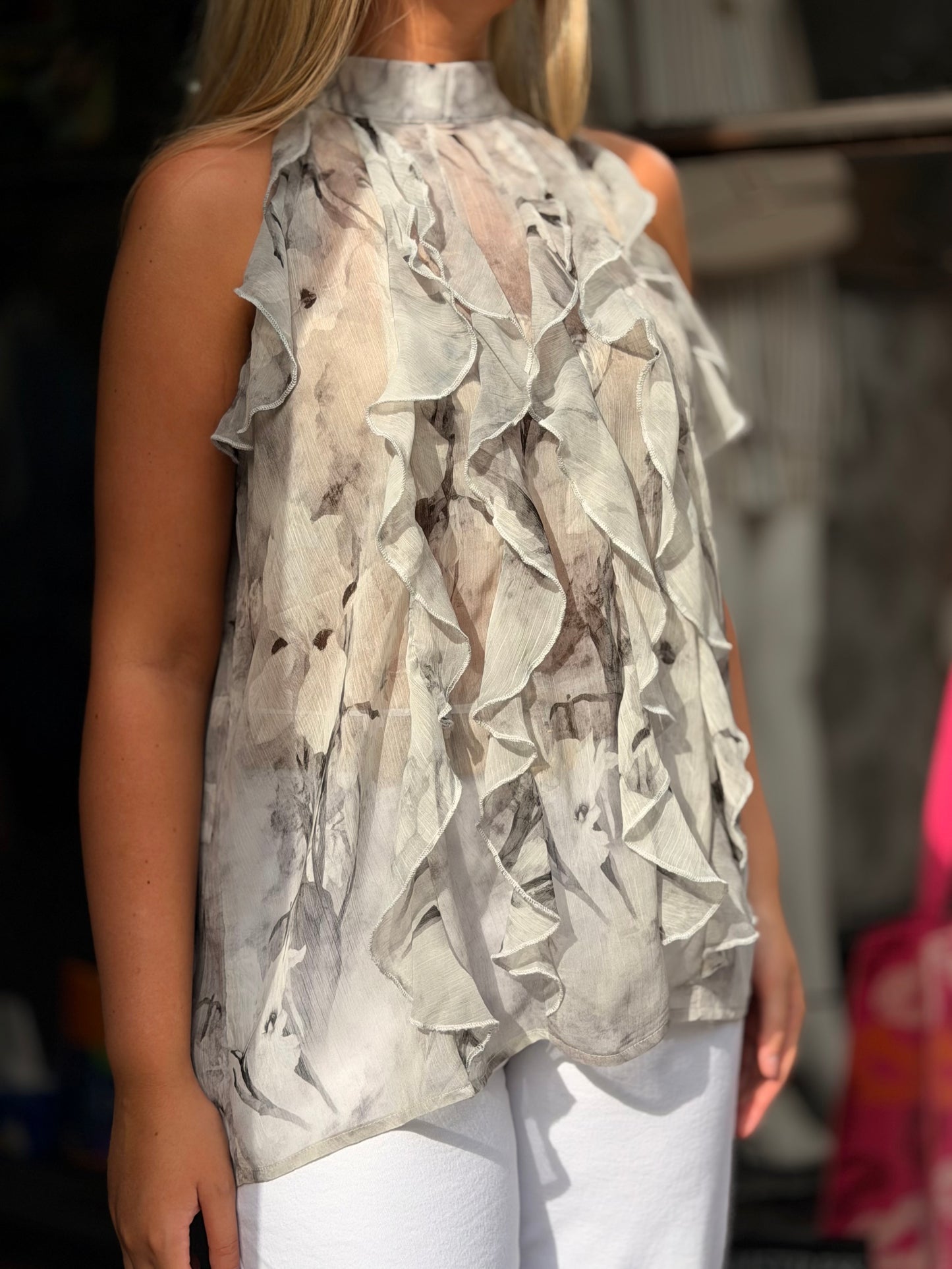 MEGAN- CHIFFON FRILL TOP