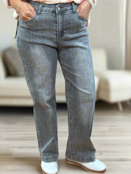 STEVIE-W/LEG VINTAGE GREY JEAN