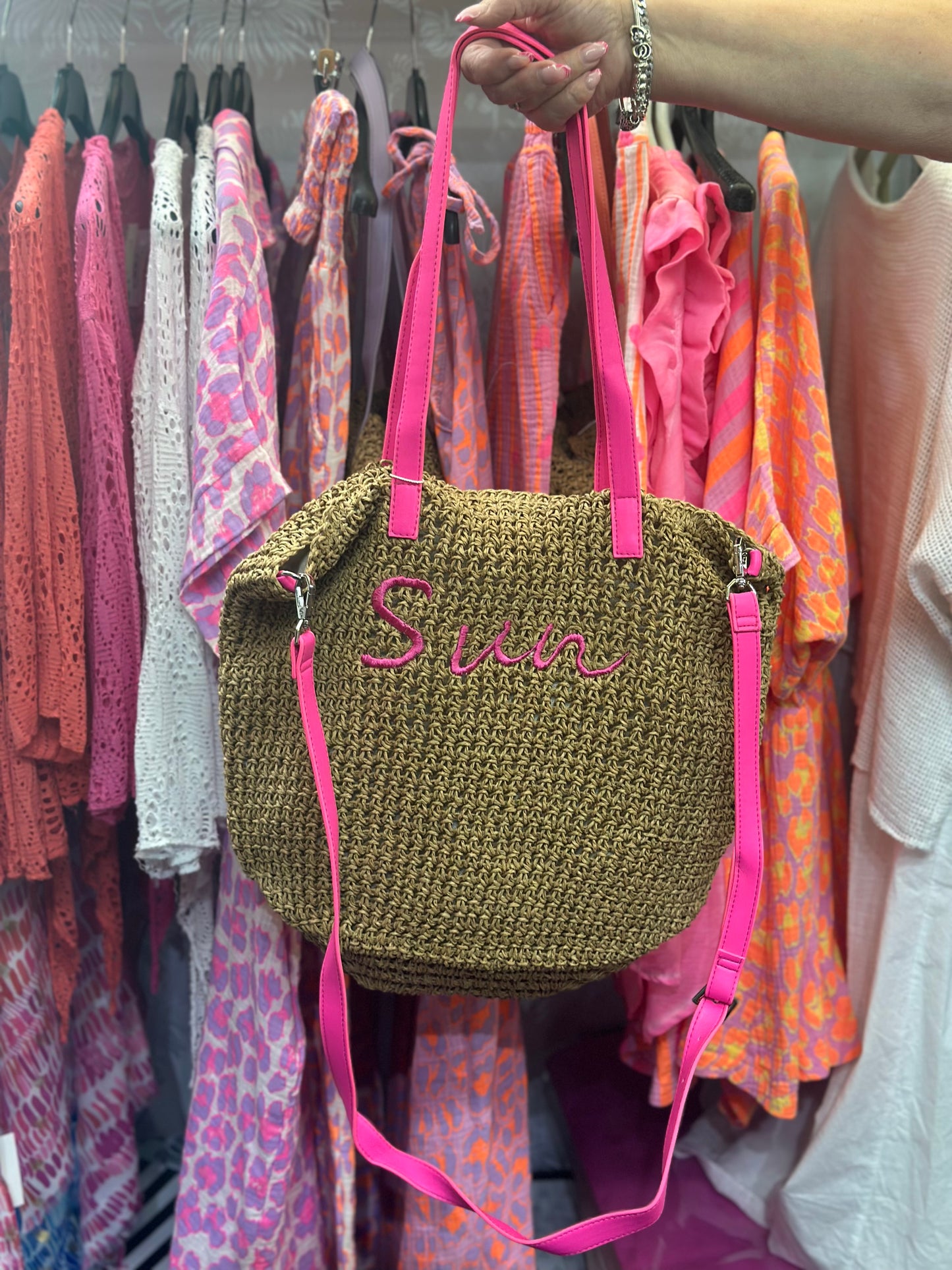 NEONS STRAW TOTE BAG -