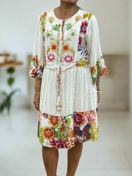FLICK- BRIGHTS LUREX STRIPE TUNIC DRESS